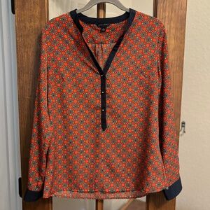 Banana Republic Factory Orange Geometric Print Blouse- Size M